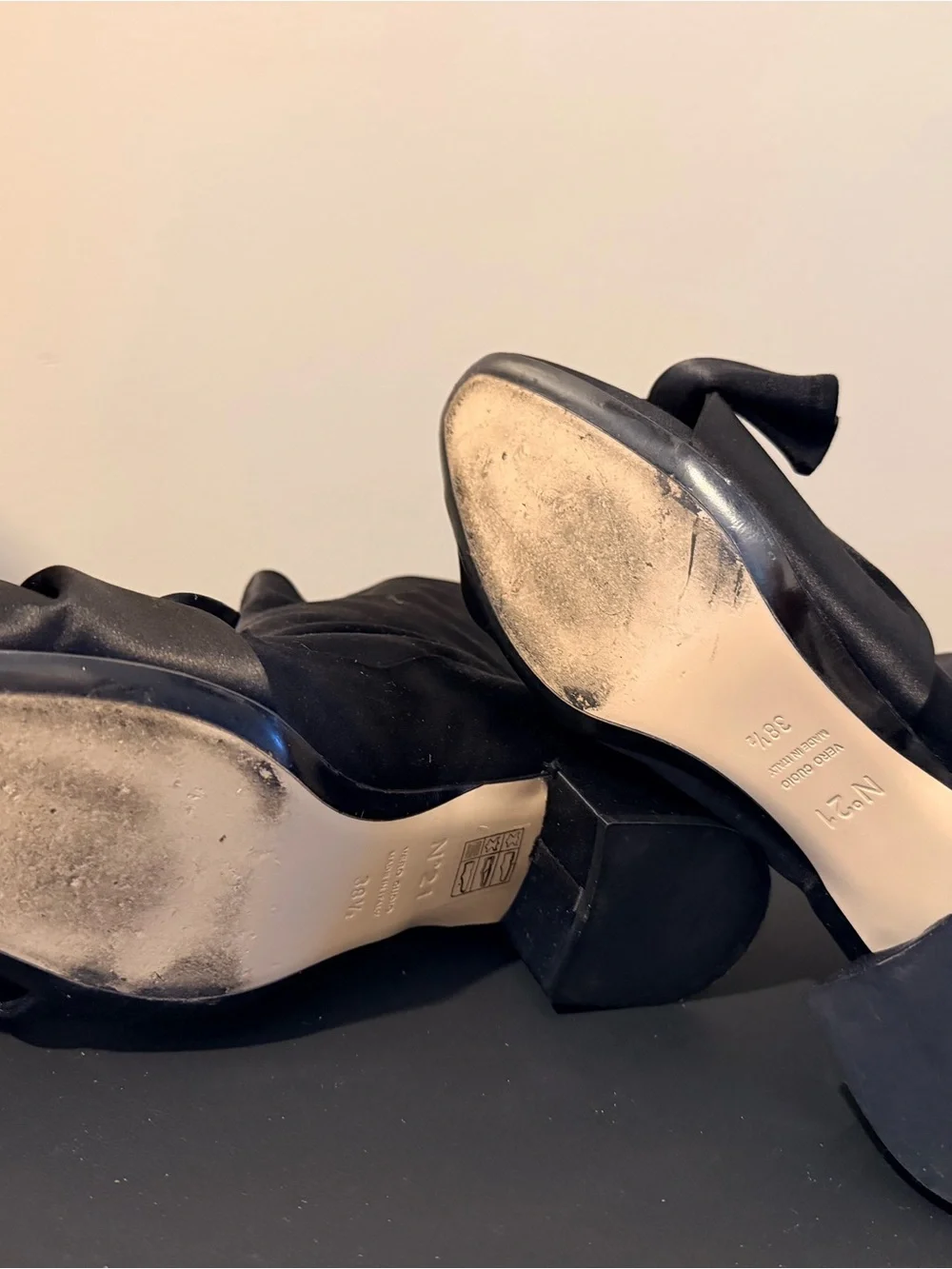 Black Satin Bow Ankle Booties - Women Authentic